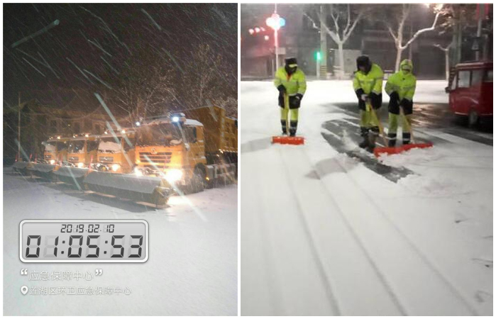 雪夜無眠 西安全力除雪保暢