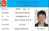 咸陽法院失信被執(zhí)行人名單——第九期