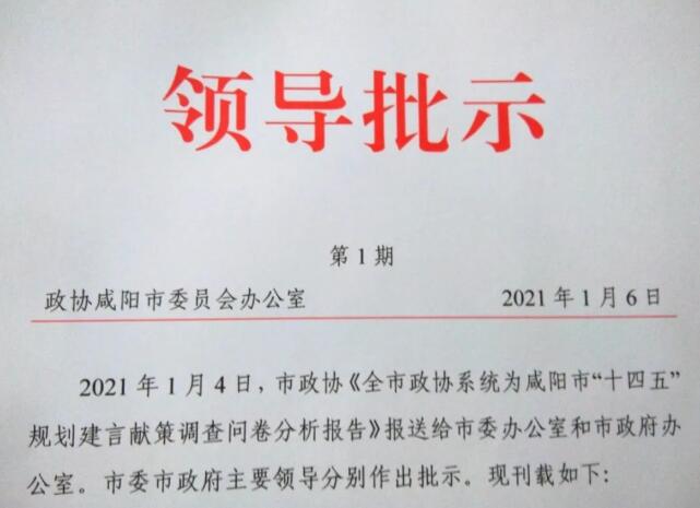 咸陽(yáng)市政協(xié)這份調(diào)查問(wèn)卷分析報(bào)告，書記市長(zhǎng)同時(shí)批示