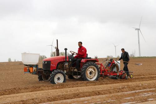 定邊縣千畝滲水地膜谷子開(kāi)機(jī)播種