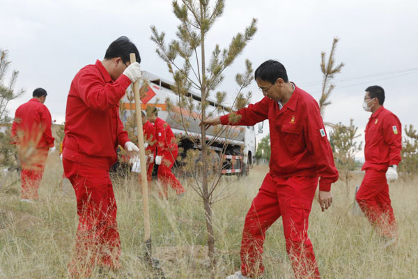 學(xué)黨史 辦實(shí)事 共植和諧林——長(zhǎng)慶油田采油六廠黨旗紅 再助地方添新綠