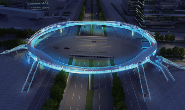 西安这座装有8部电梯的“最美环形天桥” 7月有望投入使用