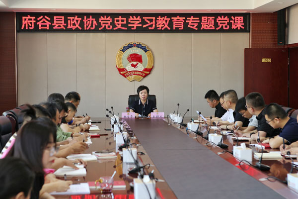 楊艾霞為府谷縣政協(xié)機關(guān)干部講授黨史學(xué)習(xí)教育專題黨課